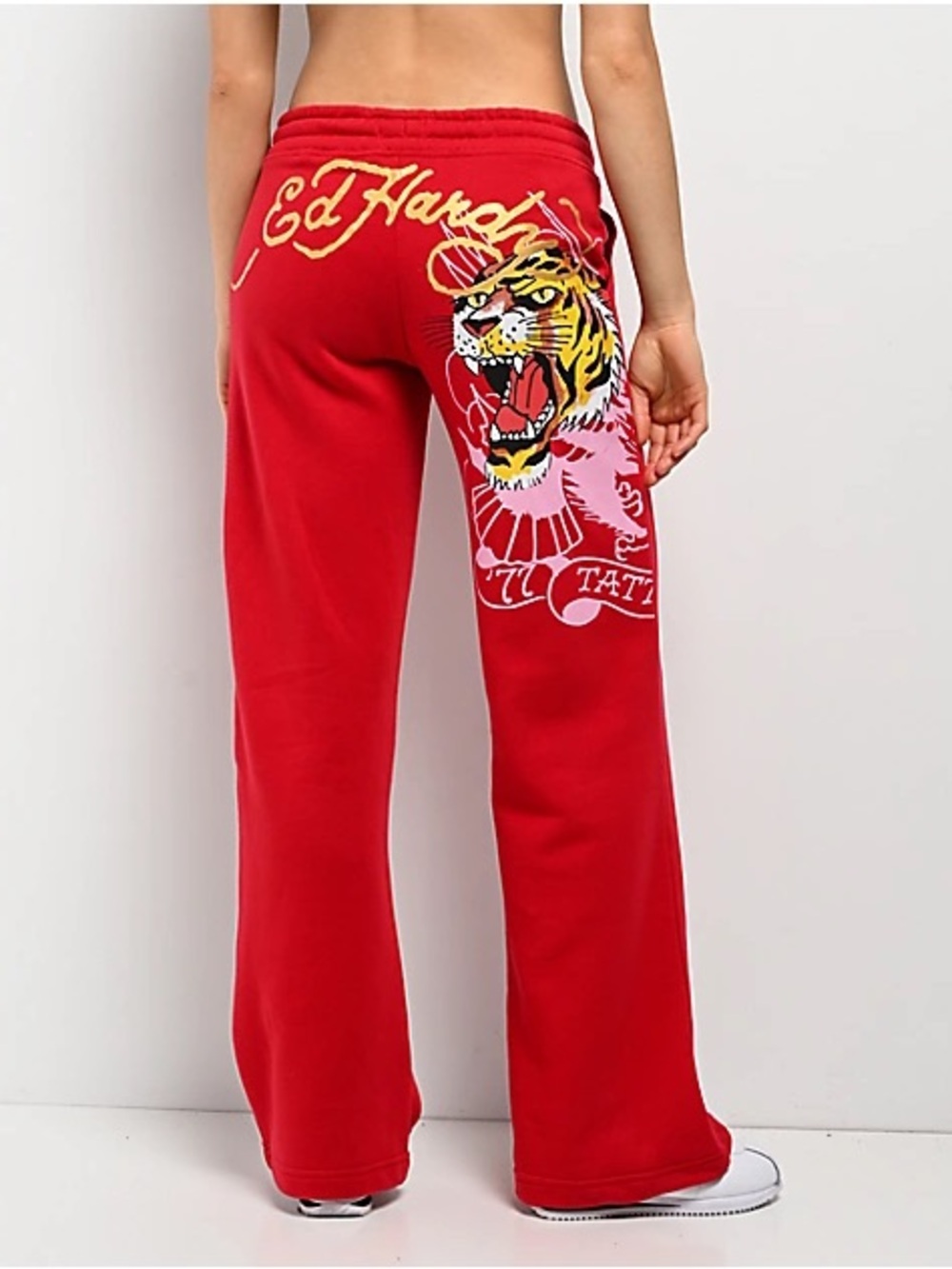Don Ed Hardy Tiger Mountain red wide leg sweatpants